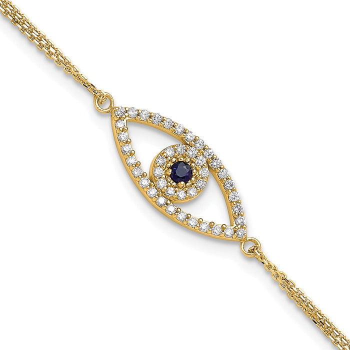 Buy Stylish 14K Gold Diamond & Sapphire Evil Eye Bracelet, 1-Inch Extension-1