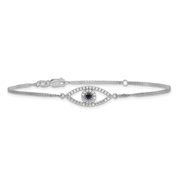 Shop 14K White Gold Two-Strand Sapphire & Diamond Evil Eye Bracelet - Stylish!-3
