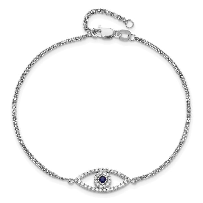 Shop 14K White Gold Two-Strand Sapphire & Diamond Evil Eye Bracelet - Stylish!-4