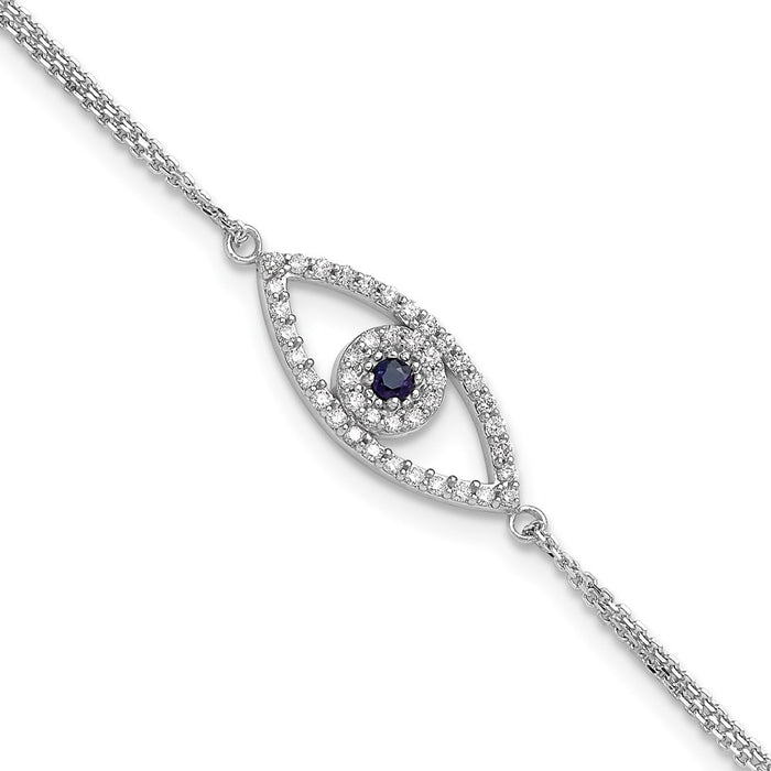 Shop 14K White Gold Two-Strand Sapphire & Diamond Evil Eye Bracelet - Stylish!-1