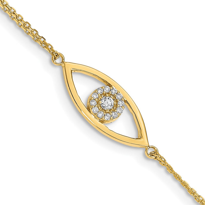 Shop Stylish 14K Gold Diamond Evil Eye Two-Strand Bracelet - 1-Inch Extension-1