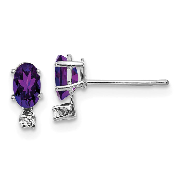 Exclusive 14K White Gold Amethyst Earrings with Diamond Accents | Stylish Value-1