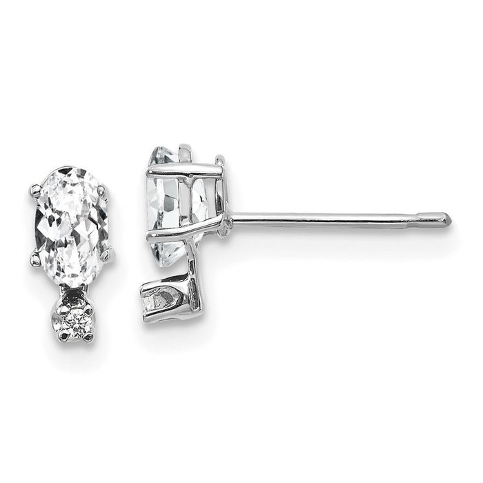 Exclusive 14K White Gold Diamond & White Topaz Earrings - Stylish Value!-1