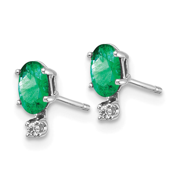 Shop Stylish 14K White Gold Emerald & Diamond Birthstone Earrings - Luxury Value-2