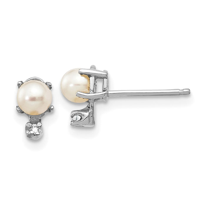 Exclusive 14K White Gold Diamond & Pearl Birthstone Earrings - Stylish Value-1