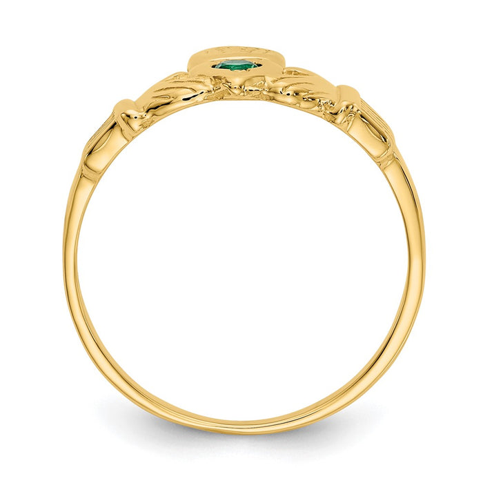 Buy Exclusive 14K Gold Claddagh Ring with Green CZ - Stylish Jewelry Value-2