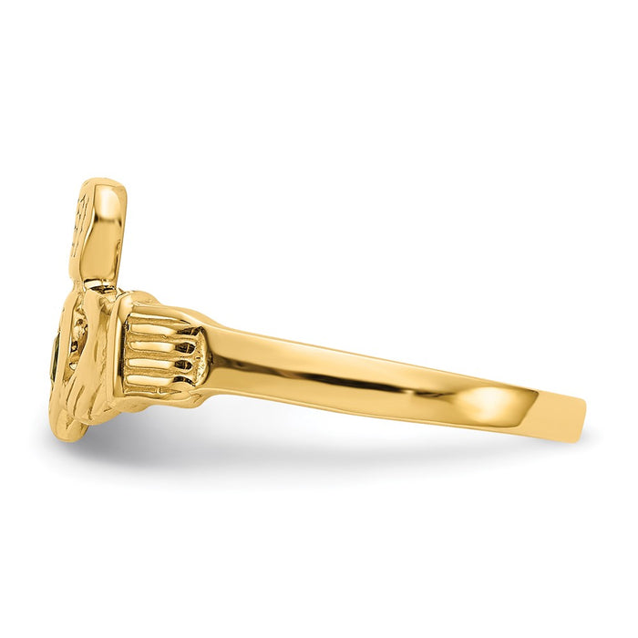 Buy Exclusive 14K Gold Claddagh Ring with Green CZ - Stylish Jewelry Value-3