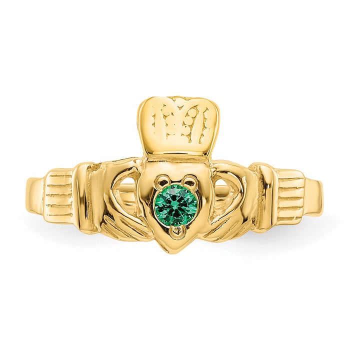 Buy Exclusive 14K Gold Claddagh Ring with Green CZ - Stylish Jewelry Value-4