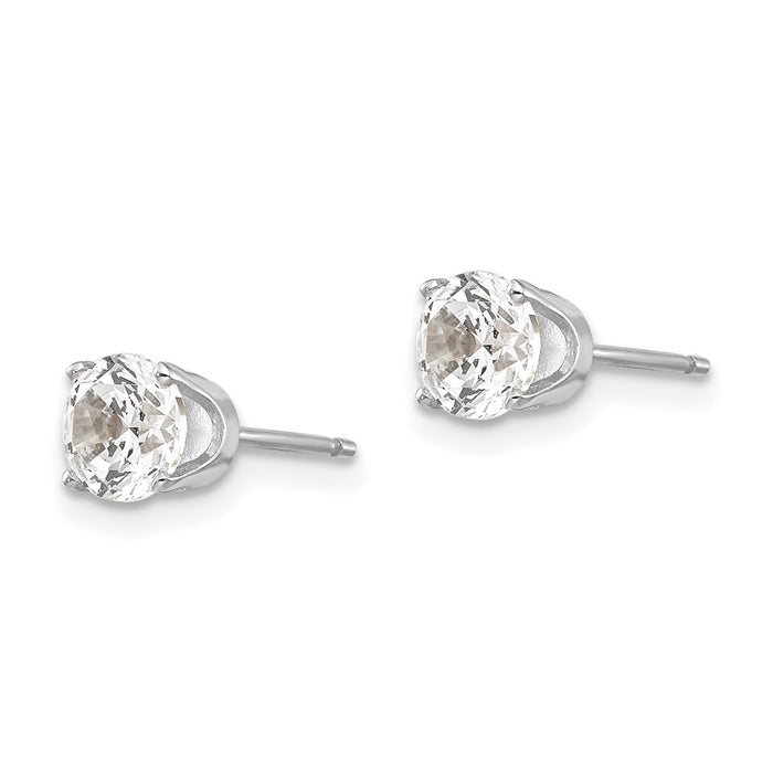 Buy Exclusive 14K White Gold 5mm Cubic Zirconia Stud Earrings - Stylish Value!-2