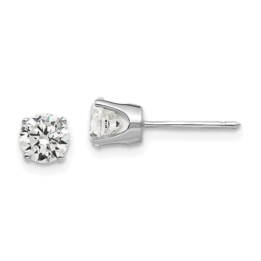 Buy Exclusive 14K White Gold 5mm Cubic Zirconia Stud Earrings - Stylish Value!