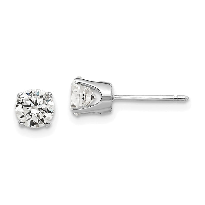 Buy Exclusive 14K White Gold 5mm Cubic Zirconia Stud Earrings - Stylish Value!-1