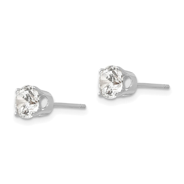 Shop Stylish 14K White Gold 5.5mm Cubic Zirconia Stud Earrings | Affordable Luxury-2
