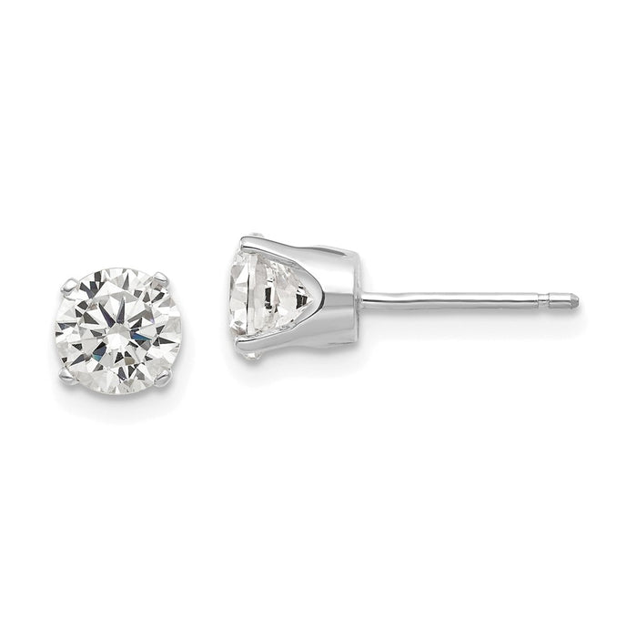 Shop Stylish 14K White Gold 5.5mm Cubic Zirconia Stud Earrings | Affordable Luxury-1
