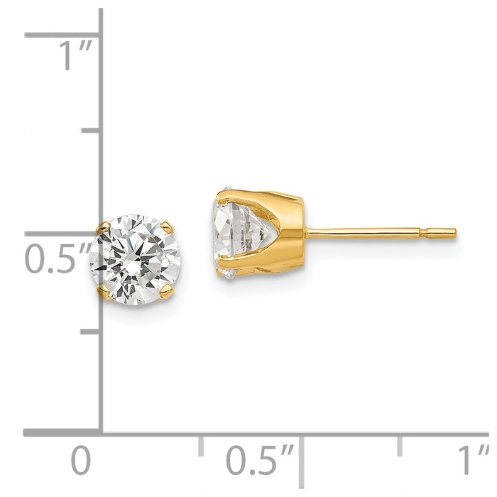 Shop Stylish 14K Gold 5.75mm Cubic Zirconia Stud Earrings - Affordable Luxury!-4