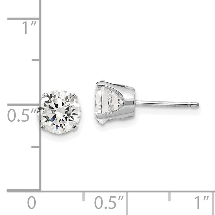 High-Quality 14K White Gold 6.5mm Cubic Zirconia Stud Earrings - Stylish Value!-4