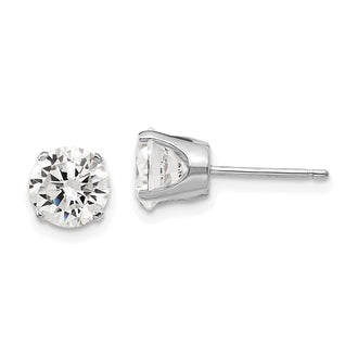 High-Quality 14K White Gold 6.5mm Cubic Zirconia Stud Earrings - Stylish Value!