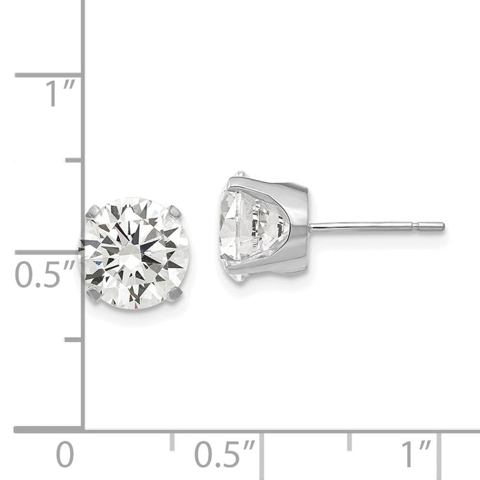 High-Quality 14K White Gold 8mm CZ Stud Earrings - Luxury Value Deal!-4