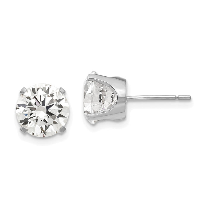 High-Quality 14K White Gold 8mm CZ Stud Earrings - Luxury Value Deal!-1