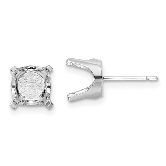 Buy Stylish 14K White Gold 8mm Round Stud Earring Settings on Sale-1