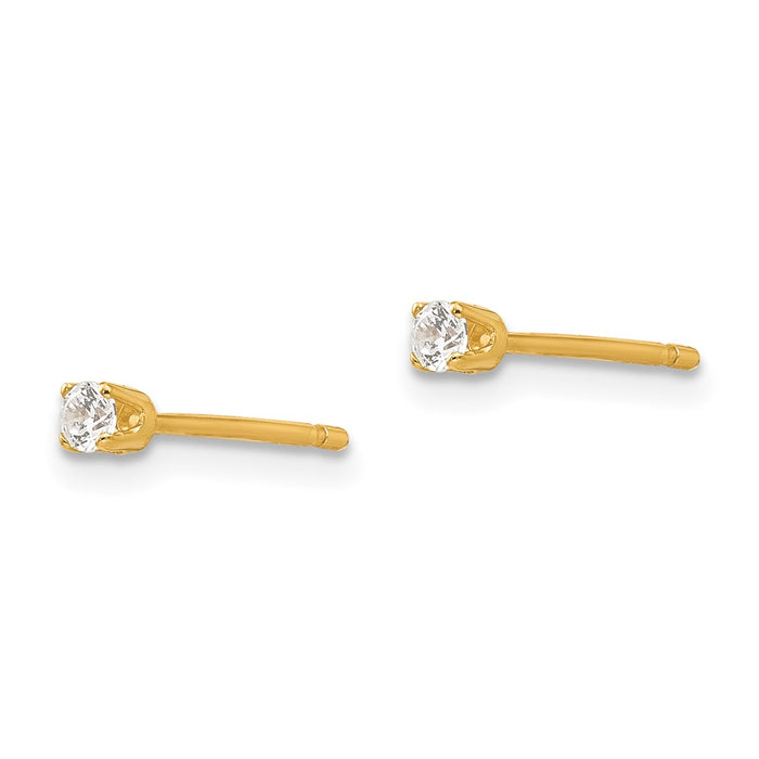Shop Stylish 14K Gold 2.25mm Cubic Zirconia Stud Earrings - Affordable Luxury!-2