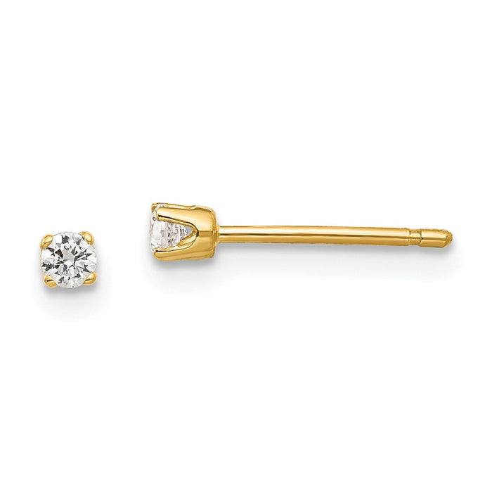 Shop Stylish 14K Gold 2.25mm Cubic Zirconia Stud Earrings - Affordable Luxury!-1