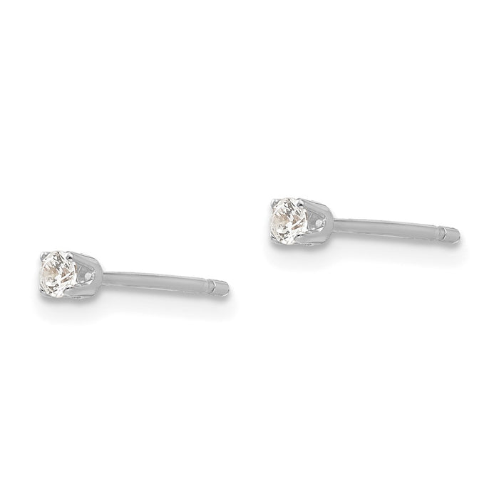 Buy Luxury 14K White Gold 2.25mm Cubic Zirconia Stud Earrings - Affordable Elegance-2