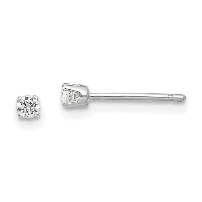 Buy Luxury 14K White Gold 2.25mm Cubic Zirconia Stud Earrings - Affordable Elegance-1