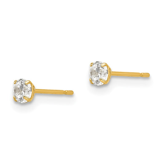 Shop Stylish 14K Gold 3mm Round Cubic Zirconia Stud Earrings - Luxury Value!