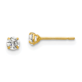 Shop Stylish 14K Gold 3mm Round Cubic Zirconia Stud Earrings - Luxury Value!