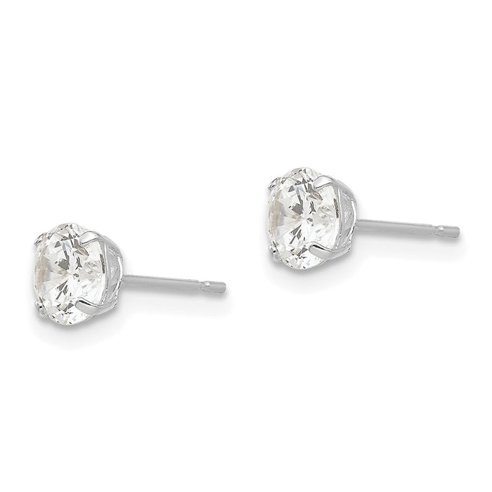 Exclusive 14K White Gold 5mm Round Cubic Zirconia Stud Earrings - Stylish Value-2
