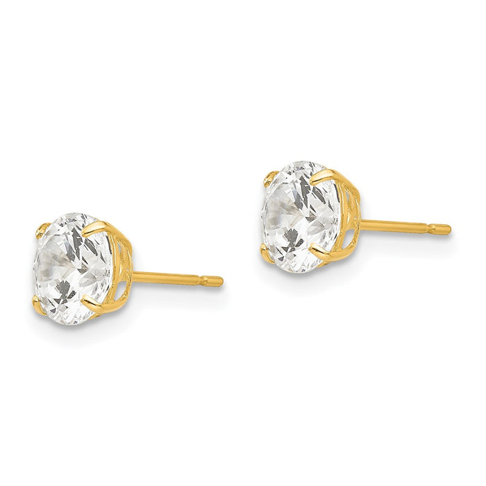 Exclusive 14K Gold 6mm Round Cubic Zirconia Stud Earrings - Stylish Value!-2