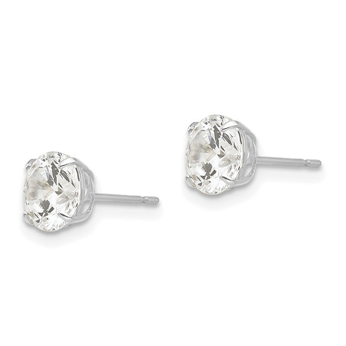 Buy Exclusive 14K White Gold 6mm Round Cubic Zirconia Stud Earrings - Stylish Value-2