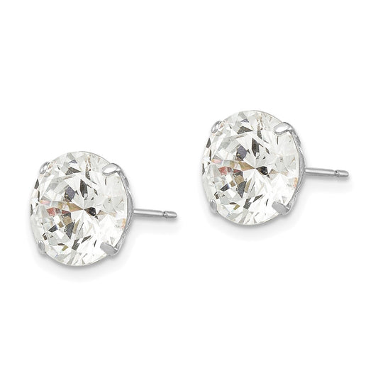 Shop Stylish 14K White Gold 9mm Round Cubic Zirconia Stud Earrings - Luxury Value!