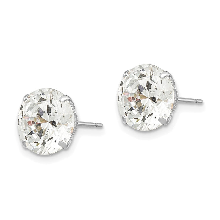 Shop Stylish 14K White Gold 9mm Round Cubic Zirconia Stud Earrings - Luxury Value!-2