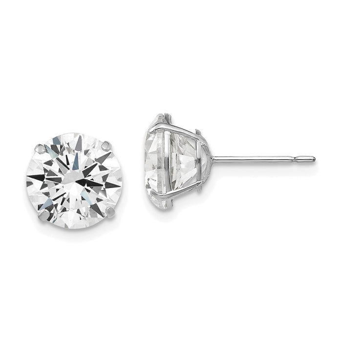 Shop Stylish 14K White Gold 9mm Round Cubic Zirconia Stud Earrings - Luxury Value!-1