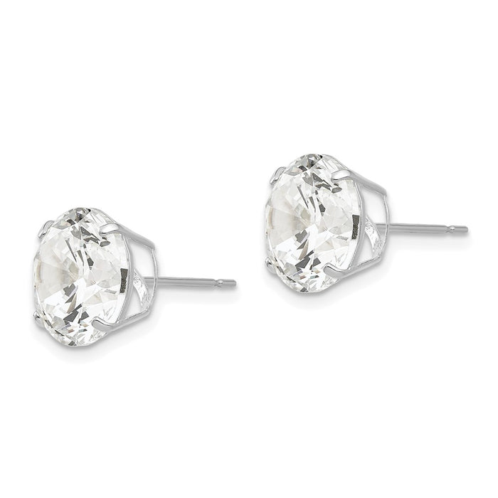 Designer 14K White Gold 10mm Round Cubic Zirconia Stud Earrings - Affordable Luxury-2