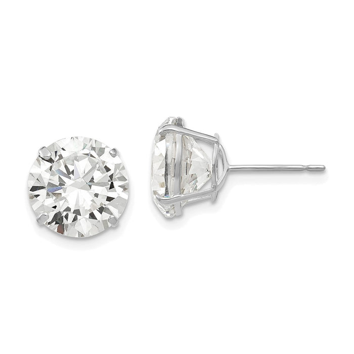 Designer 14K White Gold 10mm Round Cubic Zirconia Stud Earrings - Affordable Luxury-1