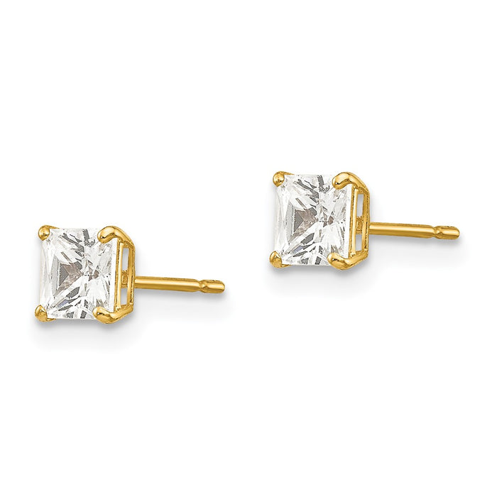 Buy Stylish 14K Gold 4mm Square CZ Stud Earrings - Affordable Luxury!-2