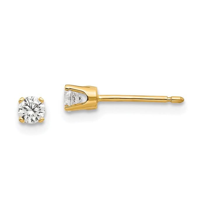 Buy Exclusive 14K Gold 3mm Cubic Zirconia Stud Earrings at Affordable Prices-1