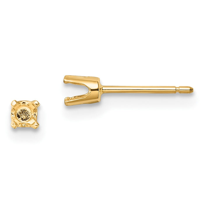 Buy Stylish 14K Gold 3mm Round Stud Earring Mountings - Value and Quality-1