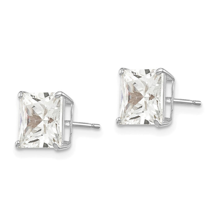 Buy Stylish 14K White Gold 7mm Square Cubic Zirconia Stud Earrings-2