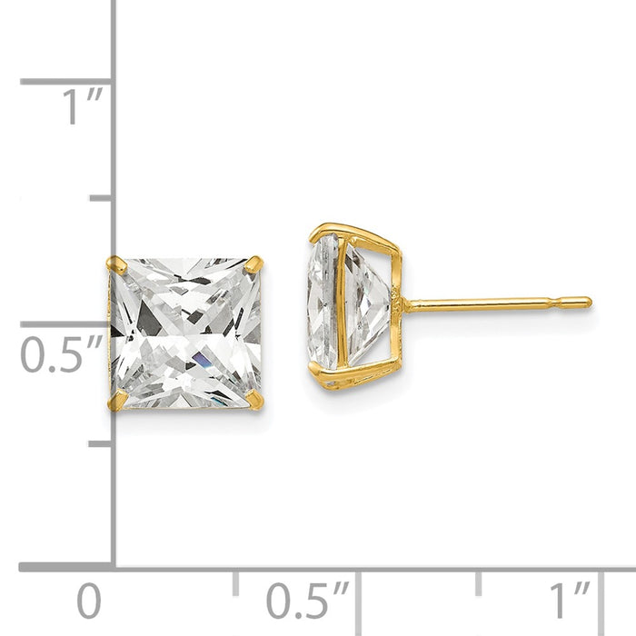Buy Affordable 14K Gold 8mm Square CZ Stud Earrings - Stylish Luxury Accessory-4