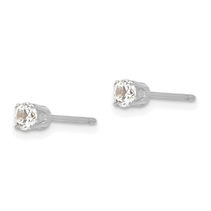 High-Quality 14K White Gold 3.25mm Cubic Zirconia Stud Earrings - Stylish Value-2