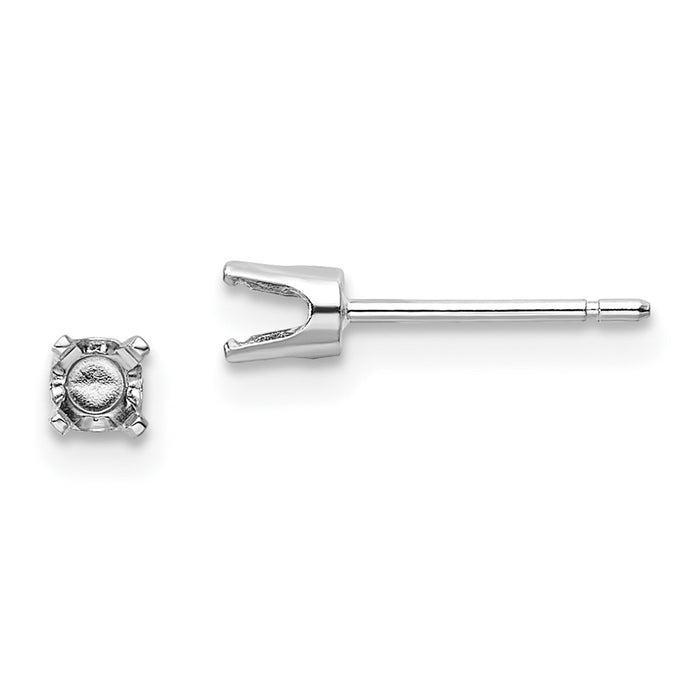 Order Designer 14K White Gold 3.25mm Round Stud Earring Settings-1