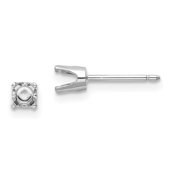 Exclusive 14K White Gold 3.5mm Round Stud Earring Settings - Stylish Value-1