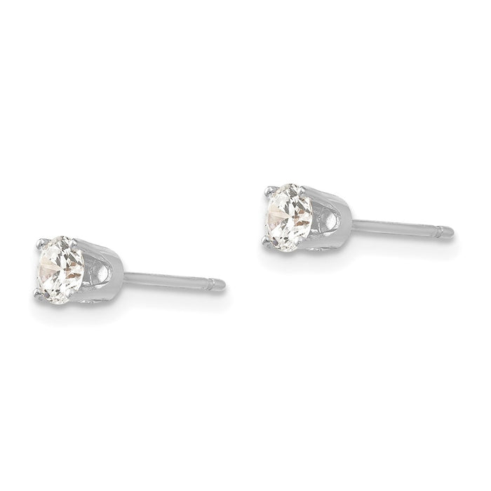 Shop Stylish 14K White Gold 3.75mm Cubic Zirconia Stud Earrings - Luxury Value-2