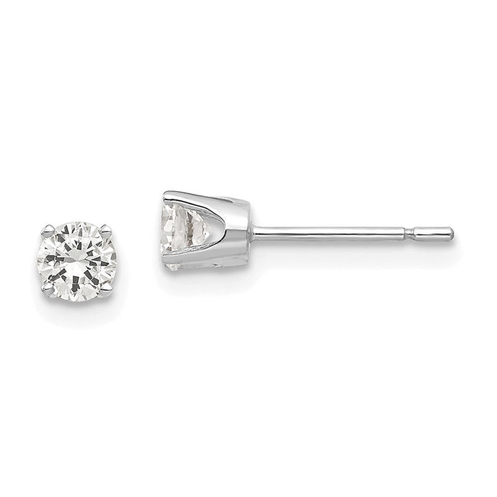 Shop Stylish 14K White Gold 3.75mm Cubic Zirconia Stud Earrings - Luxury Value-1