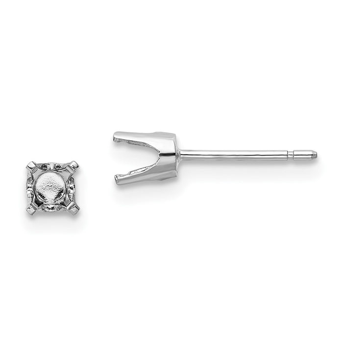 Shop Stylish 14K White Gold 3.75mm Round Stud Earring Settings with Backs-1