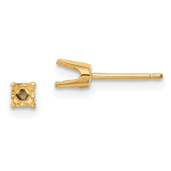 Shop 14K Gold 3.75mm Round Stud Earring Settings - Stylish, Affordable Value-1