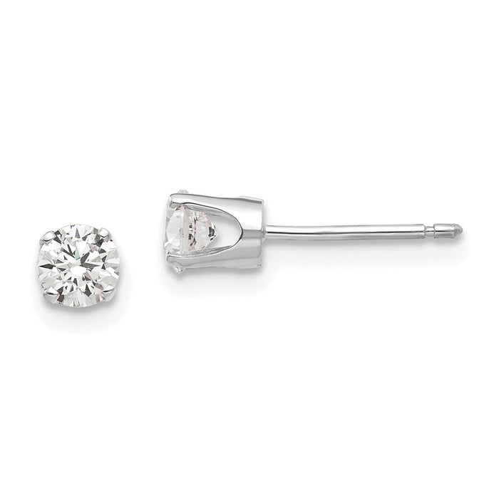High-Quality 14K White Gold 4mm CZ Stud Earrings - Stylish Luxury Jewelry-1
